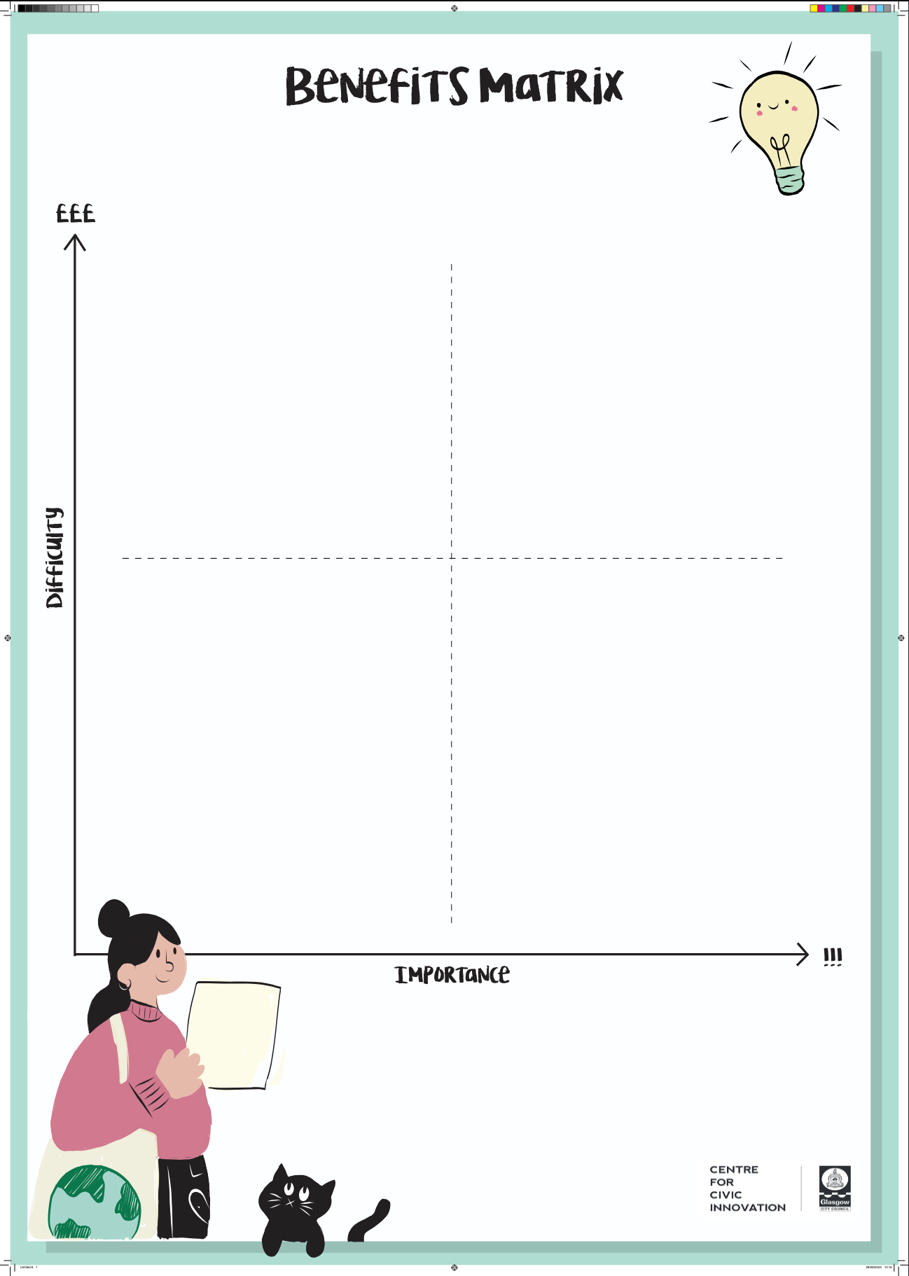 Screenshot of the printable benefits matrix tool