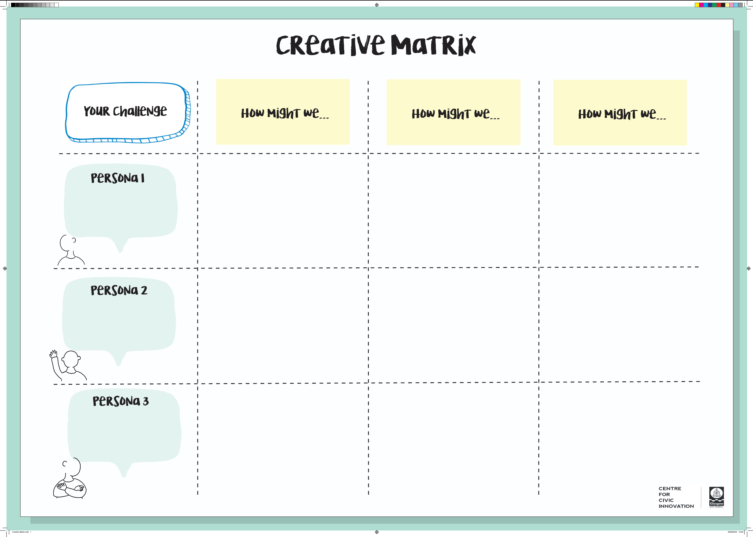 Screenshot of the printable creative matrix tool