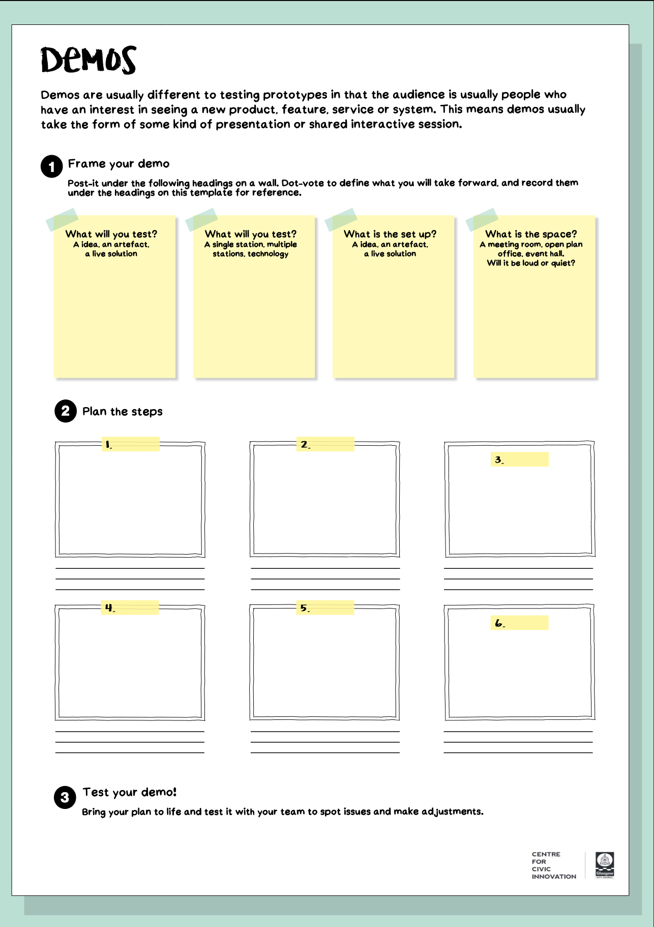 Screenshot of the printable demo tool