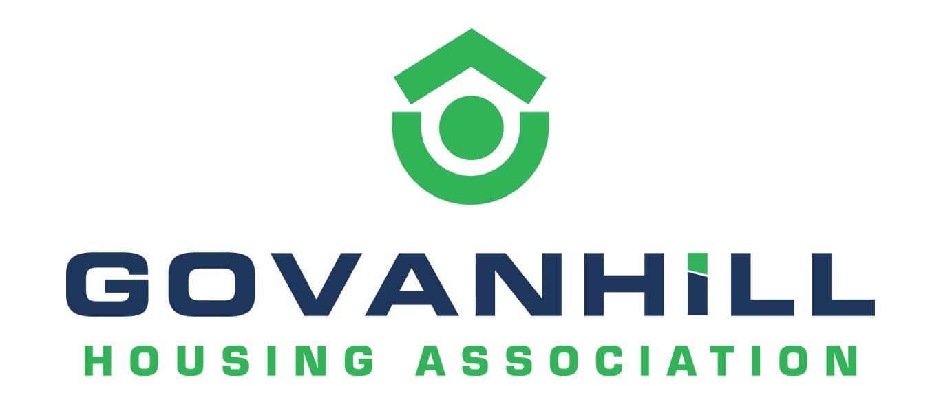 Govanhill Housing Association Logo: A person holding up a roof