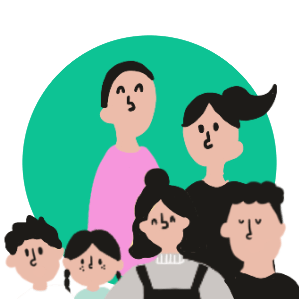 Illustration of a family with 3 children