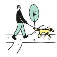 illustration of a someone taking their dog for a walk