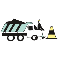 illustration of a truck fixing a road