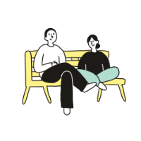 illustration of two people sitting on a bench